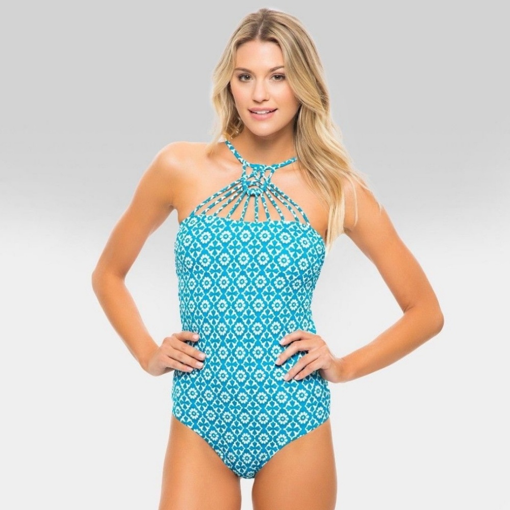 Tori Praver Swimwear Blue Moraccan Tile One Piece